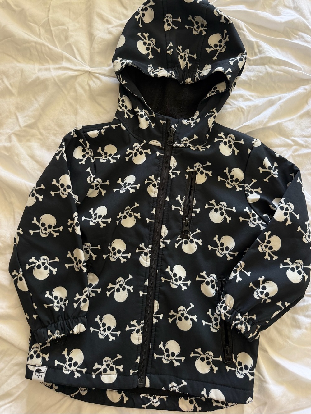 Black Skull Print Hooded Jacket by George Hats